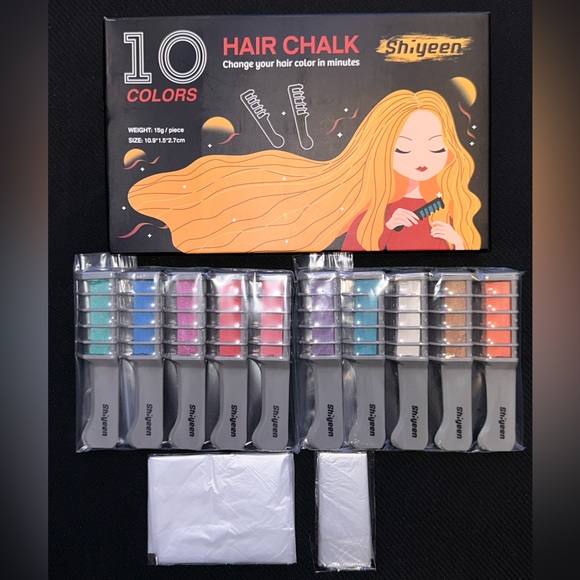 New - 10 Pc Temporary Hair Chalk Wax Combs for Kids, 10 Bright Washable Colors - Picture 3 of 15